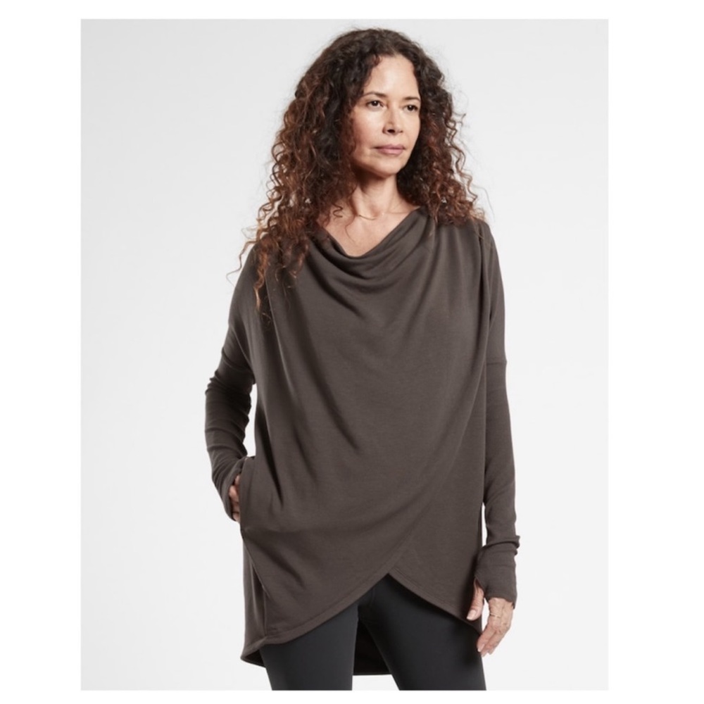 Athleta Purana Wrap Sweatshirt Brown Small